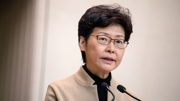 Carrie Lam, Hong Kong's chief executive, speaks during a news conference in Hong Kong, China, on Tuesday, Nov. 19, 2019.
