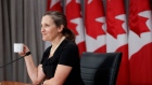 Deputy Prime Minister Chrystia Freeland speaks during a press conference in Toronto, Friday, Aug. 7,