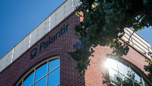 Palantir Technologies Inc. signage is displayed outside the company's headquarters in Palo Alto, California, U.S., on Tuesday, Nov. 5, 2019. BP Plc, one of the world's biggest oil and gas companies, is a shareholder in secretive U.S. data-mining firm Palantir Technologies Inc., the Sunday Times reported.