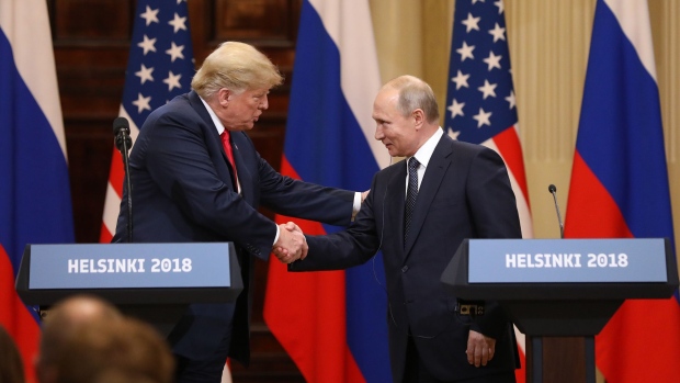 Trump and Putin during a news conference in Helsinki on July 16.