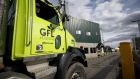 A GFL Environmental Inc. garbage truck arrives at a transfer station in Toronto, Ontario, Canada, on Thursday, Oct. 24, 2019. GFL, North America's fourth-largest waste hauler by revenue, seeks to raise as much as $2.1 billion in what would be the largest initial public offering in Canada since 2004. Photographer: Cole Burston/Bloomberg