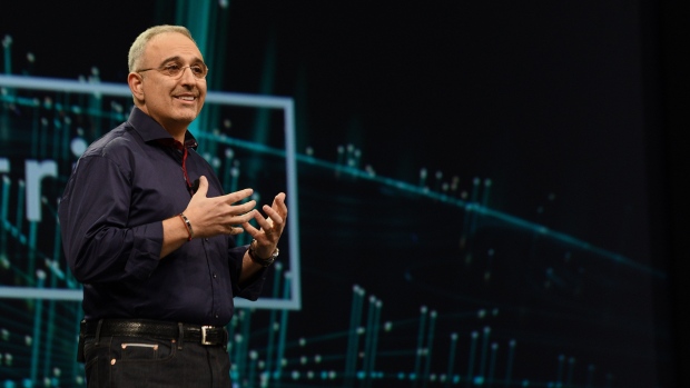 Antonio Neri, president and chief executive officer of Hewitt Packerd Enterprise (HPE), speaks during the HPE Discovery CIO Summit in Las Vegas, Nevada, U.S., on Tuesday, June 19, 2018. The summit brings together experts and industry leaders to explore the critical elements CIO's must address to enable speed and agility, including people, use of data and approaches to security, governance and control.