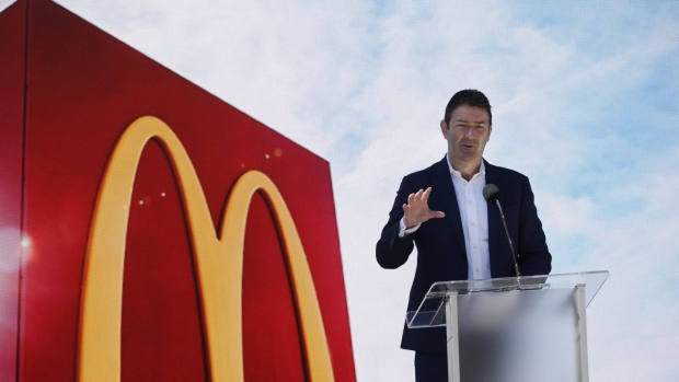 Steve Easterbrook, chief executive officer of McDonald's Corp., speaks during the opening of the company's new headquarters in Chicago, Illinois, U.S., on Monday, June 4, 2018. Easterbrook said that the headquarters move to Chicago will help draw talent to the company.