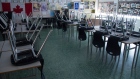 A empty classroom is pictured at Eric Hamber Secondary school in Vancouver, B.C. Monday, March 23, 2