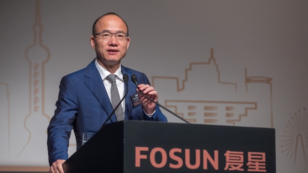 Guo Guangchang, chairman and co-founder of Fosun International Ltd., speaks during a news conference in Hong Kong, China, on Wednesday, Aug. 29, 2018. Fosun, the last of China's serial acquirers buying high-profile assets, reported higher profits amid gains from its investment division.