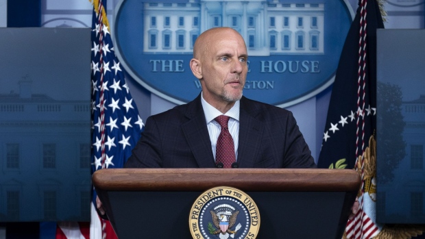 Stephen Hahn, commissioner of food and drugs at the U.S. Food and Drug Administration (FDA), speaks during a news conference in the James S. Brady Press Briefing Room at the White House in Washington D.C., U.S., on Sunday, Aug. 23, 2020. U.S. President Donald Trump said a coronavirus treatment that involves blood plasma donated by people who’ve recovered from the disease will be expanded to many more sick Americans after the FDA approved use of the therapy. Photographer: Stefani Reynolds/Bloomberg