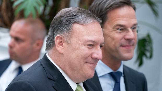 Mike Pompeo, with Mark Rutte, in The Hague, Netherlands, in June, 2019.