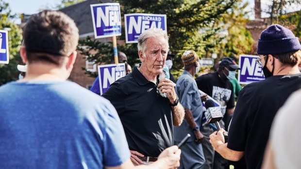 Richard Neal, center, at a campaign event in Springfield, Massachusetts, U.S., on Aug. 30.