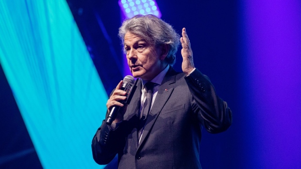 Thierry Breton, chief executive officer of Atos SA, speaks at the Viva Technology conference in Paris, France, on Thursday, May 16, 2019. Donald Trump’s latest offensive against China’s Huawei Technologies Co. puts Europe in an even bigger bind over which side to pick, but France's President Emmanuel Macron is holding the line.