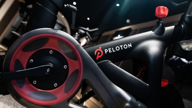 Peloton Interactive Inc. stationary bicycles sit on display at the company's showroom on Madison Avenue in New York, U.S., on Wednesday, Dec. 18, 2019. 