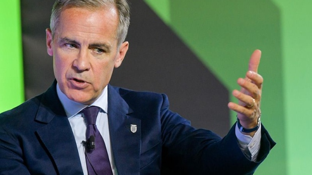 Mark Carney, governor of the Bank of England (BOE), gestures while speaking at the Northern Powerhouse Business Summit in Newcastle, U.K., on Thursday, July 5, 2018. The U.K. economy is showing signs of rebounding from a sluggish first quarter of the year, supporting the view that it will require higher interest rates, according to Carney.
