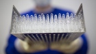 Tray containing unlabeled ampoules of the 'Gam-COVID-Vac' COVID-19 vaccine developed by the Gamaleya National Research Center for Epidemiology and Microbiology, and the Russian Direct Investment Fund. Photographer: Andrey Rudakov/Bloomberg