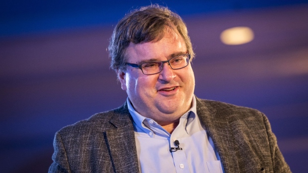 Reid Hoffman, co-founder of LinkedIn Corp., leaves the stage after speaking during the Bridge Forum in San Francisco, California, U.S., on Tuesday, April 16, 2019. The event brings together leaders in finance and technology from Asia and Silicon Valley to connect and share insights.