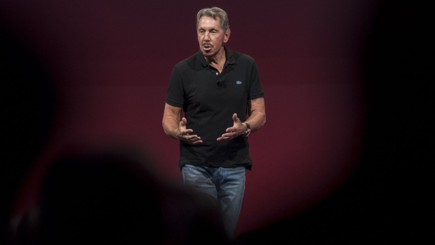 Larry Ellison, chairman and co-founder of Oracle Corp., speaks during the Oracle OpenWorld 2017 conference in San Francisco, California, U.S., on Sunday, Oct. 1, 2017. OpenWorld is a business and technology conference that delivers insight into industry trends and breakthroughs in Cloud technology, hosting educational sessions as well as exhibitions from over 400 partners.