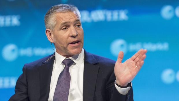 Russ Girling, president and chief executive officer of TransCanada Corp., speaks during the 2018 CERAWeek by IHS Markit conference in Houston, Texas, U.S., on Wednesday, March 7, 2018. CERAWeek gathers energy industry leaders, experts, government officials and policymakers, leaders from the technology, financial, and industrial communities to provide new insights and critically-important dialogue on energy markets.