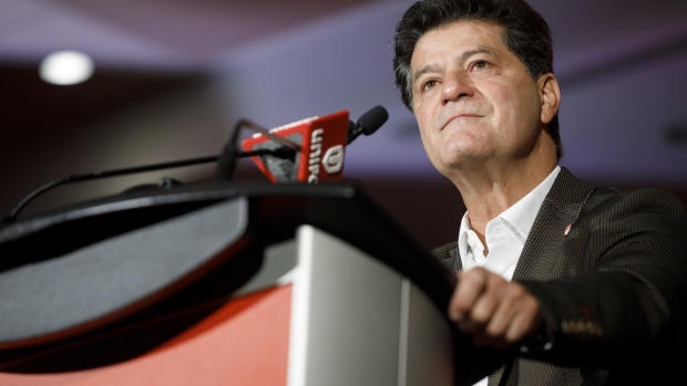 Jerry Dias, president of the Unifor union, speaks to members of the media over teleconference in Toronto, Ontario, Canada, on Tuesday, Sept. 22, 2020. Ford Motor Co. agreed to a three-year labor agreement with Unifor that comes with a commitment to build electric vehicles in its Oakville, Ontario plant beginning in 2025.