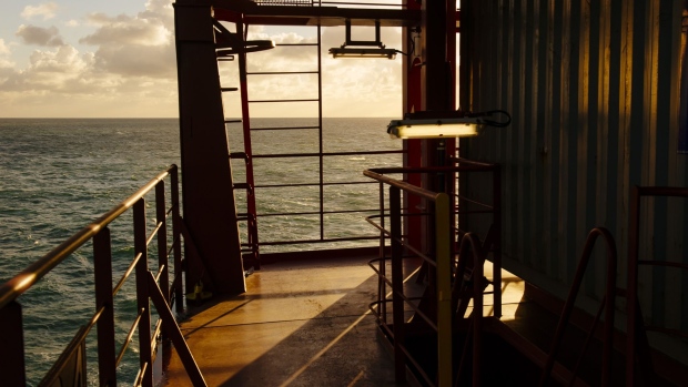 The North Sea is seen from the deck of the Maersk Mc-Kinney Moeller Triple-E Class container ship, operated by A.P. Moeller-Maersk A/S, as it sails between Rotterdam in the Netherlands and Bremerhaven, Germany, on Sunday, Nov. 10, 2013. A.P. Moeller-Maersk A/S's container-shipping line, the world's largest, reported an 11 percent increase in third-quarter profit after cost cuts countered a decline in freight rates. Photographer: Kristian Helgesen/Bloomberg