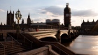 The Palace of Westminster, home to the U.K. Parliament and the House of Lords, left, Westminster Bridge and Portcullis House, right, are viewed from the south bank of the River Thames in London, U.K., on Wednesday, May 22, 2019. U.K. Prime Minister Theresa May’s Brexit legislation isn’t listed for debate in the first week of June as promised, but the government says it still hopes to put it to Parliament that week. Photographer: Bryn Colton/Bloomberg