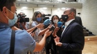 Carlos Ghosn speaks to journalists following a news conference at the Holy Spirit University of Kaslik (USEK) in Jounieh, Lebanon, on Sept. 29.