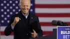JOHNSTOWN, PENNSYLVANIA - SEPTEMBER 30: Democratic U.S. presidential nominee Joe Biden gestures during a campaign stop outside Johnstown Train Station September 30, 2020 in Johnstown, Pennsylvania. Former Vice President Biden continues to campaign for the upcoming presidential election today on a day-long train tour with stops in Ohio and Pennsylvania. (Photo by Alex Wong/Getty Images)