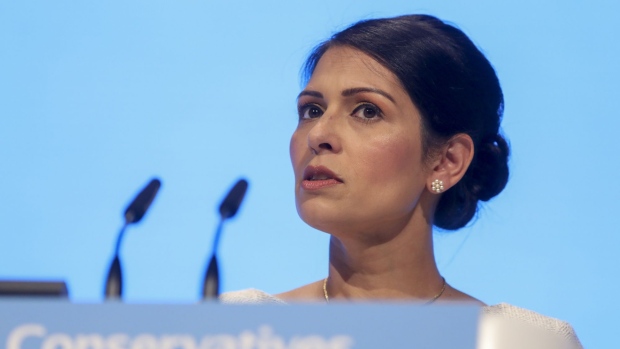 Priti Patel, U.K. home secretary, delivers her keynote speech on day three of the annual Conservative Party conference at Manchester Central in Manchester, U.K., on Tuesday, Oct. 1, 2019. U.K. Prime Minister Boris Johnson will present a new plan for a Brexit deal to the European Union within days but there are signs that it may fail.