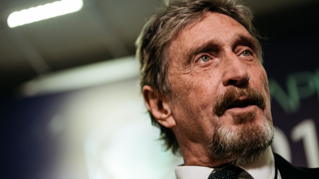 John McAfee, founder of McAfee Associates Inc. and chief cybersecurity visionary at MGT Capital Investments Inc., speaks during a Bloomberg Television interview