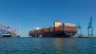 Tugboats guide the Mediterranean Shipping Co. (MSC) Mia container ship arriving at the Port of Los Angeles in Los Angeles, California, U.S., on Wednesday, April 1, 2020. The ship is the largest vessel of its type to ever call in the U.S. and is capable of carrying 23,756 containers.