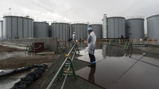 Storage tanks of contaminated water at Fukushima Dai-ichi nuclear power plant in Fukushima on Feb. 23.