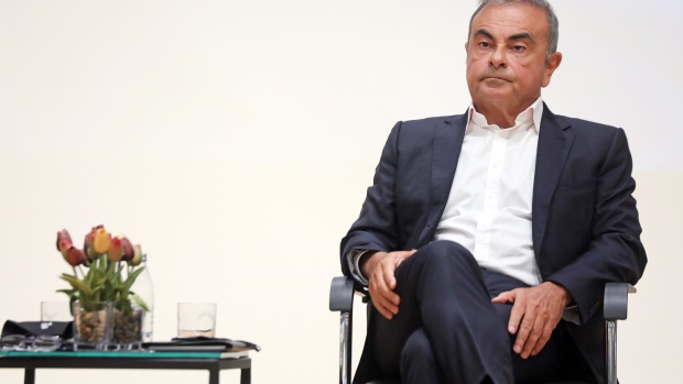 Carlos Ghosn, former Nissan chief executive officer, pauses during a news conference at the Holy Spirit University of Kaslik (USEK) in Jounieh, Lebanon, on Tuesday, Sept. 29, 2020. China has emerged as a crucial market for Japan’s second-biggest automaker by output as it struggles to recover from a boardroom scandal surrounding former chairman Carlos Ghosn and a sales slump that threatens its alliance with Renault SA.