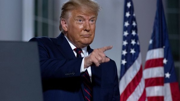 WASHINGTON, DC - AUGUST 27: U.S. President Donald Trump gestures after delivering his acceptance speech for the Republican presidential nomination on the South Lawn of the White House August 27, 2020 in Washington, DC. Trump gave the speech in front of 1500 invited guests. (Photo by Chip Somodevilla/Getty Images)