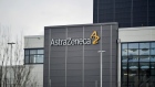 A sign featuring the AstraZeneca Plc logo.