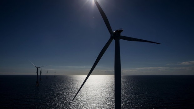 The GE-Alstom Block Island Wind Farm stands in the water off Block Island, Rhode Island, U.S., on Wednesday, Sept. 14, 2016. The installation of five 6-megawatt offshore-wind turbines at the Block Island project gives turbine supplier GE-Alstom first-mover advantage in the U.S. over its rivals Siemens and MHI-Vestas.