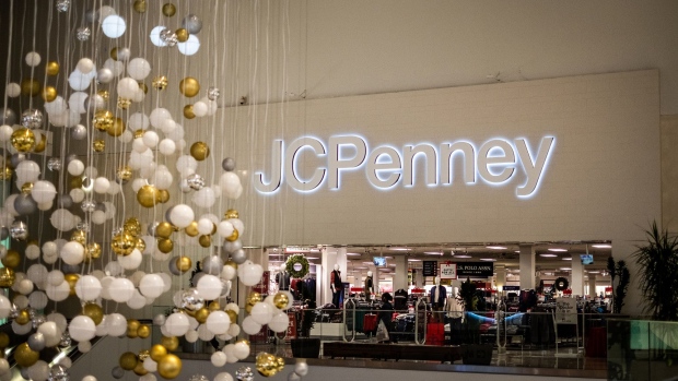 Christmas decorations are displayed near the entrance to a J.C. Penney store inside the Westfield Mall in Culver City, California, U.S., on Friday, Nov. 16, 2018. Third-quarter reports from department stores gave investors reason to sell retail stocks. Some on Wall Street are starting to raise caution about the fourth quarter as well, particularly given the year-to-date strength of the group. Photographer: Martina Albertazzi/Bloomberg