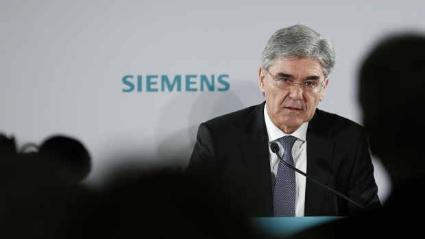 Joe Kaeser, chief executive officer of Siemens AG, speaks during a first quarter earnings news conference in Munich, Germany, on Wednesday, Feb. 5, 2020. Kaeser is facing a difficult year as he prepares his last major moves at the helm of Europe’s biggest engineering company.