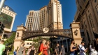 Pedestrians pass in front of the Venetian Resort in Las Vegas, Nevada, U.S., on Sunday, Oct. 18, 2020. Las Vegas Sands Corp. is scheduled to release earnings figures on October 21.