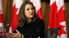 Chrystia Freeland speaks during an Ottawa news conference on Oct. 20.