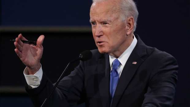 NASHVILLE, TENNESSEE - OCTOBER 22: Democratic presidential nominee Joe Biden participates in the final presidential debate against U.S. President Donald Trump at Belmont University on October 22, 2020 in Nashville, Tennessee. This is the last debate between the two candidates before the election on November 3. (Photo by Chip Somodevilla/Getty Images)