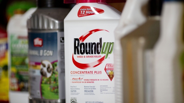 Weeds are sprayed with a bottle of Bayer AG Roundup brand weedkiller in this arranged photograph outside a home in Princeton, Illinois, U.S., on Thursday, March 28, 2019. Bayer vowed to keep defending its weedkiller Roundup after losing a second trial over claims it causes cancer, indicating that the embattled company isn't yet ready to consider spending billions of dollars to settle thousands of similar lawsuits. Photographer: Daniel Acker/Bloomberg