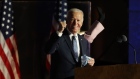 Joe Biden speaks at an election night event in Wilmington, Delaware, on Nov. 4.
