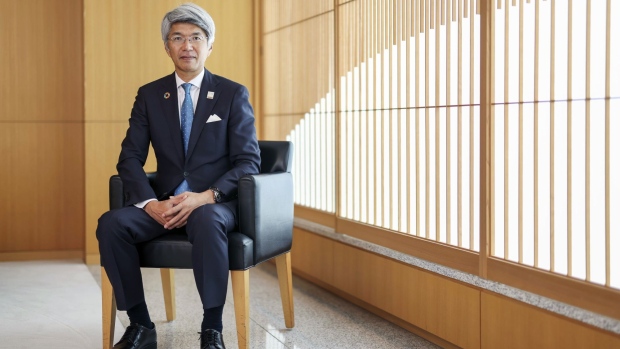 Koji Fujiwara sits at the company's headquarters in Tokyo on Oct. 30.
