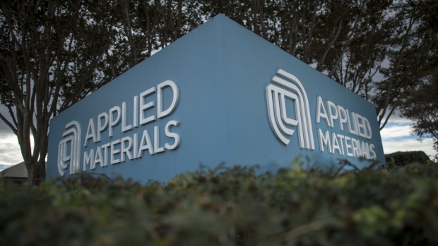 Signage stands outside the Applied Materials Inc. facility in Santa Clara, California, U.S., on Tuesday, Oct. 21, 2016. Applied Materials Inc. is scheduled to release earnings figures on November 17.