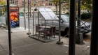 Social distancing bubble dining tents on the roof deck of a restaurant in New York.