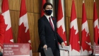Justin Trudeau, Canada's prime minister, arrives to a news conference in Ottawa, Ontario, Canada, on Monday, Nov. 9, 2020. Trudeau unveiled C$750 million ($580 million) in additional funds to extend the reach of high-speed Internet to rural and northern communities in Canada.