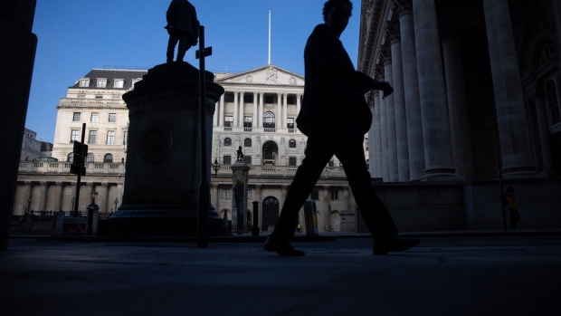 The Bank of England in the City of London, U.K., on Thursday, Nov. 5, 2020. The Bank of England boosted its bond-buying program by a bigger-than-expected 150 billion pounds ($195 billion) in another round of stimulus to help the economy through a second wave of coronavirus restrictions.