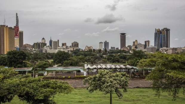Commercial buildings and skyscrapers stand on the city skyline of Nairobi, Kenya, on Thursday, April 23, 2020. Kenya's economic growth could slow to as low as 1% this year as effects of the coronavirus pandemic take a toll on businesses and revenue, according to the National Treasury Secretary Ukur Yatani. Photographer: Patrick Meinhardt/Bloomberg