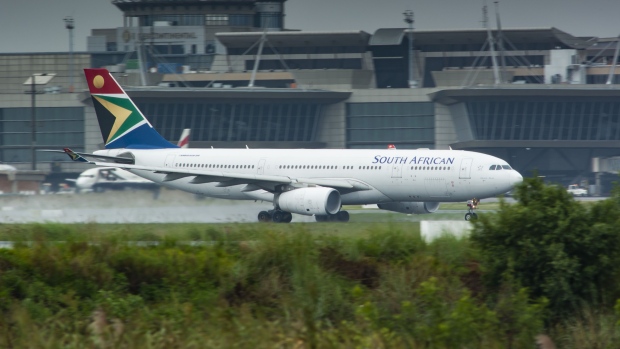 An Airbus A330-200 passenger jet, operated by South African Airlines (SAA), taxis at O.R. Tambo International Airport in Johannesburg, South Africa, on Friday, Jan. 24, 2020. South African Airways said “time is of the essence” for the government to provide a pledged cash injection if the loss-making national carrier is to continue flying.