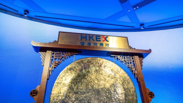 A gong stands at the Hong Kong Exchanges & Clearing Ltd. (HKEX) Connect Hall in Hong Kong, China, on Wednesday, June 10, 2020. Most Hong Kong people were caught off-guard by Beijing's proposal of the national security bill. Executive Council Member and the Chairman of HKEX Laura Cha said she was also surprised but was convinced the bill would ensure clarity and stability of the city.