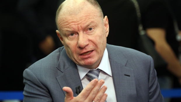 Vladimir Potanin, billionaire and owner of MMC Norilsk Nickel PJSC, gestures as he speaks during a panel session at the annual VTB Capital 'Russia Calling' Forum in Moscow, Russia, on Wednesday, Nov. 20, 2019. The Russian government’s unusual stinginess with spending this year has turned it into one of the biggest depositors in the banking system, fattening the balance sheets of big state banks and depressing deposit rates. Photographer: Andrey Rudakov/Bloomberg