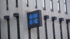 An OPEC sign hangs outside the OPEC Secretariat ahead of the 177th Organization Of Petroleum Exporting Countries (OPEC) meeting in Vienna, Austria, on Wednesday, Dec. 4, 2019. Crude supplies from OPEC’s Middle East oil exporters, excluding Iran, fell to their lowest level since July, as the group’s ministers gathered in Vienna to decide the next steps in their pact with a band of non-OPEC countries that aims to limit supply. Photographer: Stefan Wermuth/Bloomberg