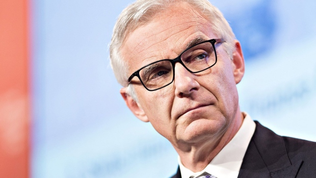 FILE: Urs Rohner, chairman of Credit Suisse Group AG, looks on during the Swiss International Finance Forum in Bern, Switzerland, on Tuesday, June 28, 2016. Credit Suisse Group AG said Chief Executive Officer Tidjane Thiam is resigning, a stunning reversal for the executive who was backed by key shareholders after a damaging spying scandal.